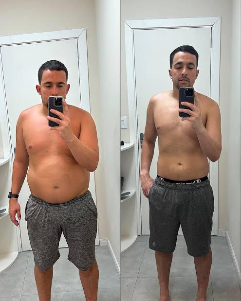 Transformação real de Carlos M., 34 anos — -14 kg em 20 semanas com Mounjaro Natural